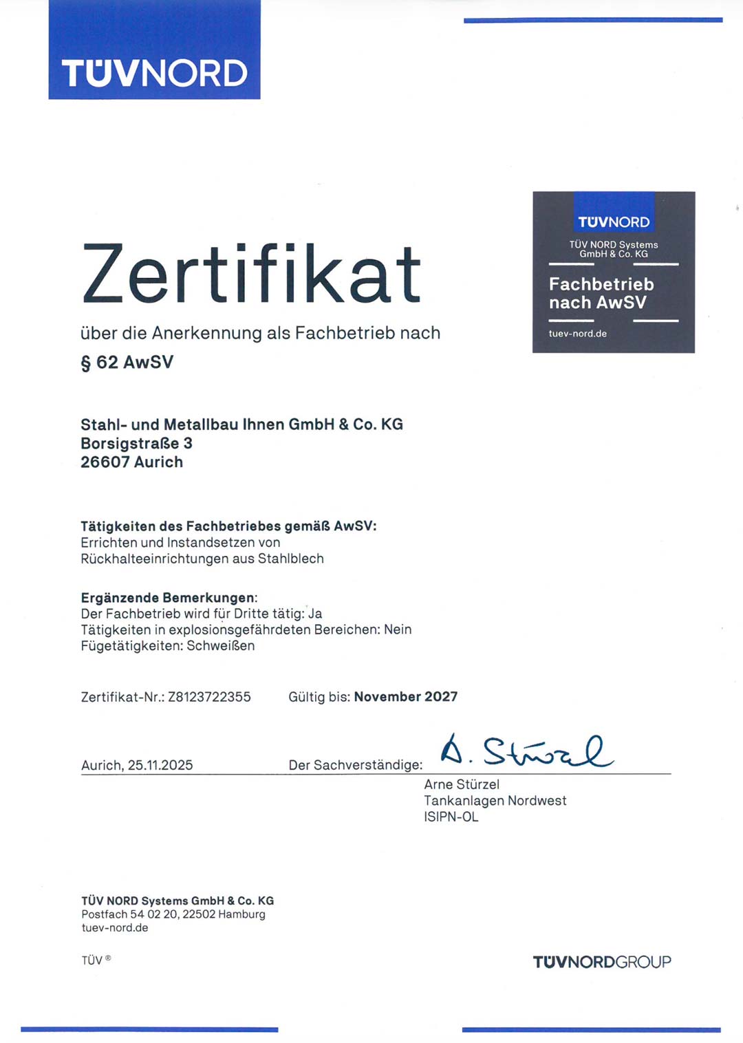 20251125 TÜV Nord WHG bis November 2027